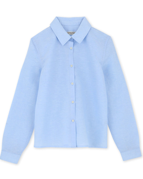 La Dauphine - Chemise en lin et coton bleue ciel - Avangarde France - 3