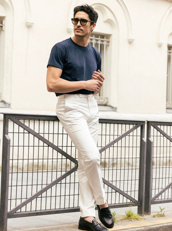 Le McQueen - t - shirt Bleu en laine merinos Super 120s - Avangarde France - 3