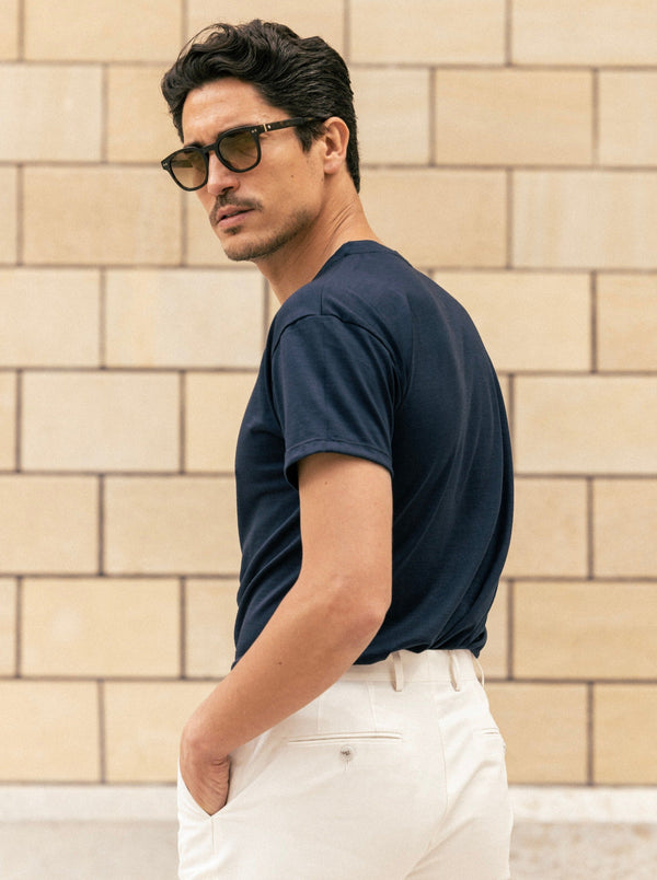 Le McQueen - t - shirt Bleu en laine merinos Super 120s - Avangarde France - 2