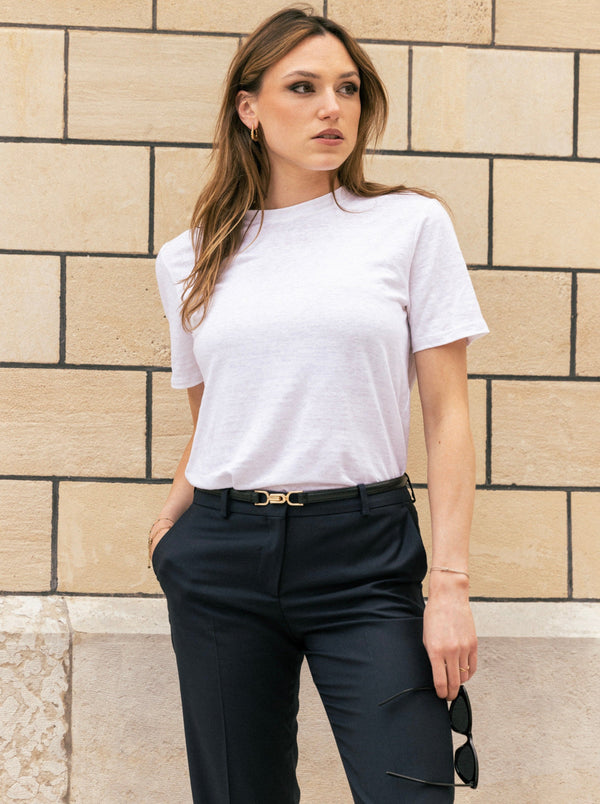 Le Touquet - Tee - shirt blanc en lin - Femme - Avangarde France - 1