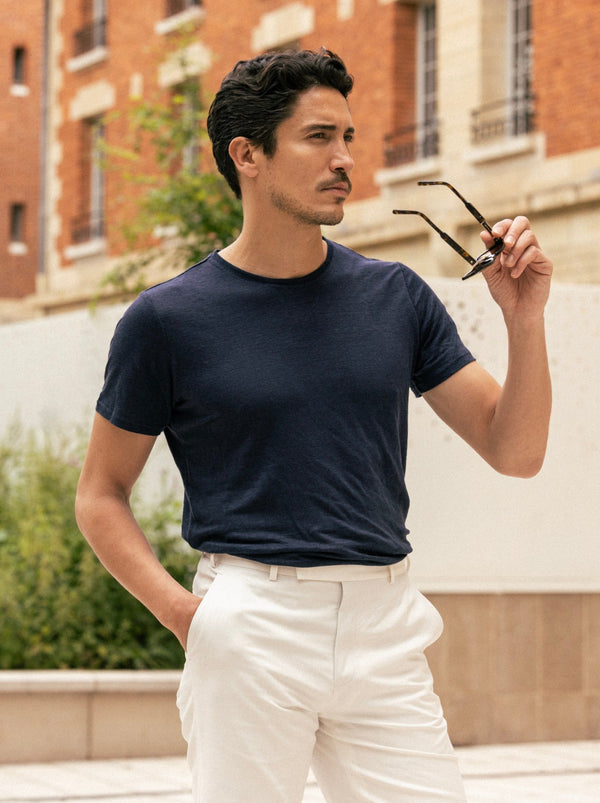 Le Touquet - Tee - shirt bleu en lin - Avangarde France - 2