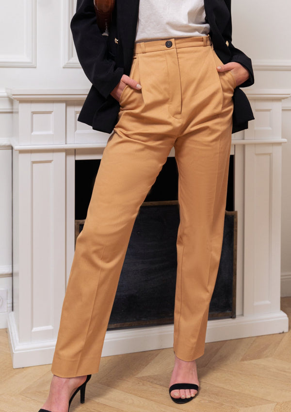 Pantalon Marilyn beige femme taille haute - Avangarde France - 4