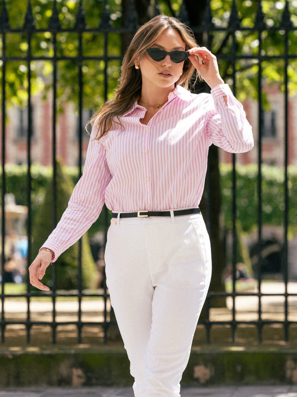 La Dauphine - Chemise blanche rayée rose - Avangarde France - 1