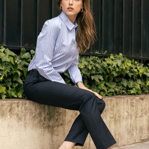 La Dauphine - Chemise rayée bleu et blanc en coton biologique - Avangarde France - 1