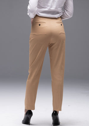 Pantalon Marilyn beige femme taille haute - Avangarde France - 1